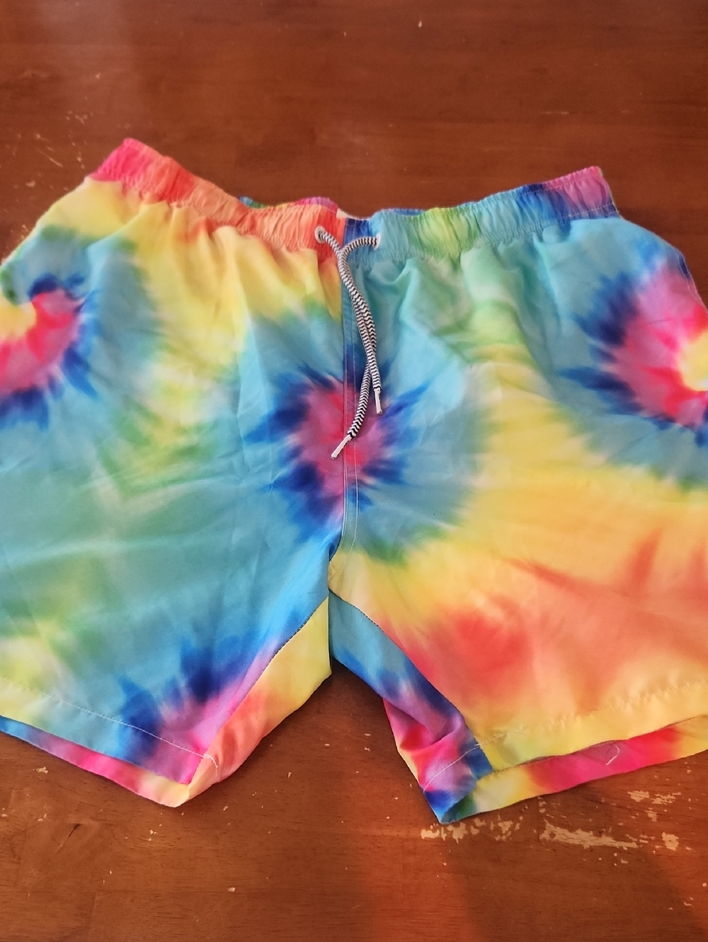 Boardies Rainbow Tie-Dye Bief Lined Swim Trunks Water Shorts Size XL
